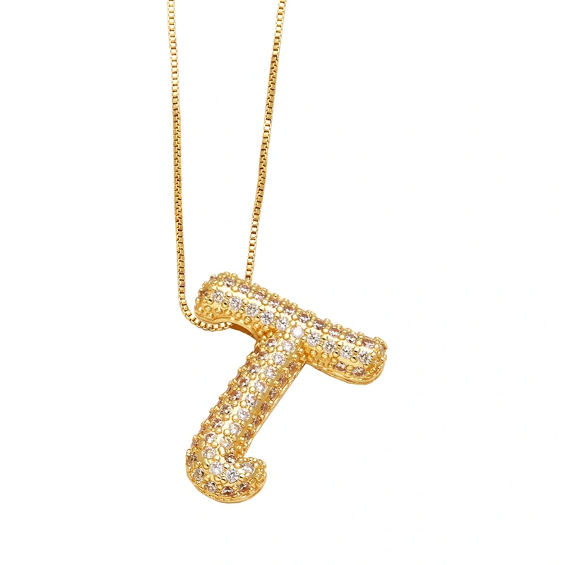 AS jewelry new hot selling writing full zirconium 26 English letters pendant necklace clavicle chain nkz14