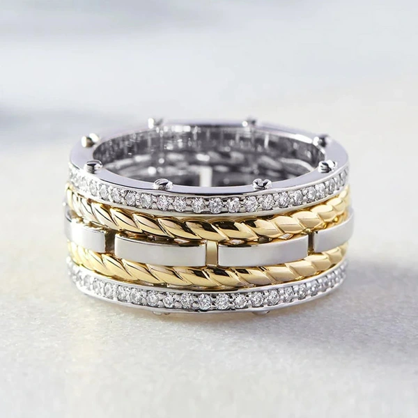 Metal electroplating two-color simple ring unisex daily matching ring fashionable niche personality