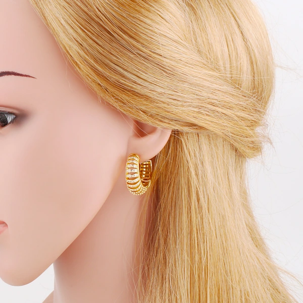 Clearance hot sale hollow earrings women light luxury round inlaid zircon gold-plated earrings earrings eru38