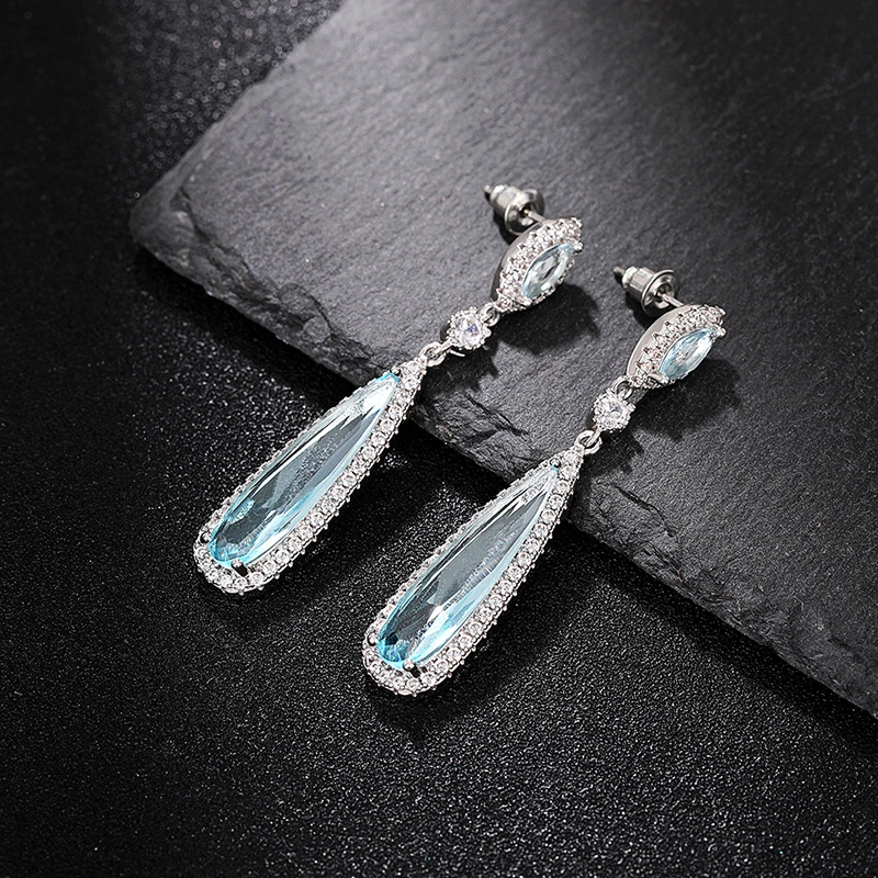 European and American fashion luxury earrings temperament water drop trend net red earrings long Korean slim earrings for women
