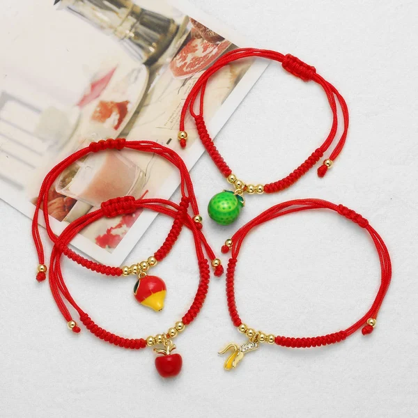 AS jewelry hot selling gold-plated 18k oil drop fruit apple banana red rope bracelet brd68 bracelet