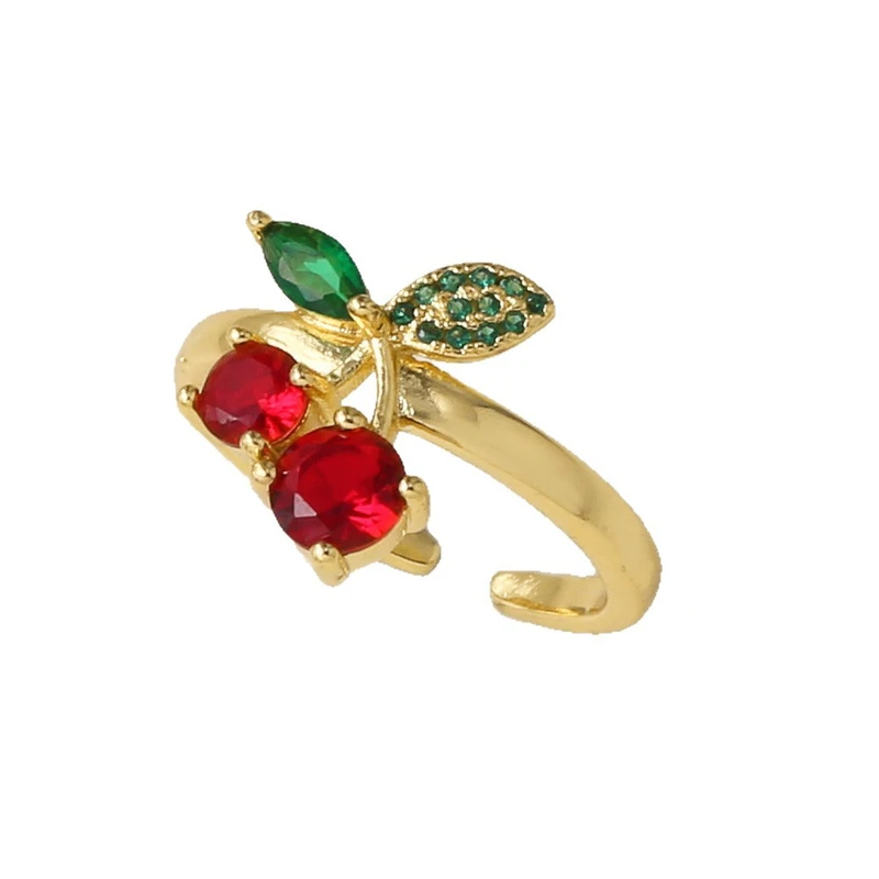 AS jewelry oil drop fruit cherry mushroom ring copper plated 18k gold ring rir43 ring