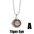 Retro sun pendant necklace Chinese style geometric tiger eye stone wrapped dragon pendant men and women jewelry nkb664