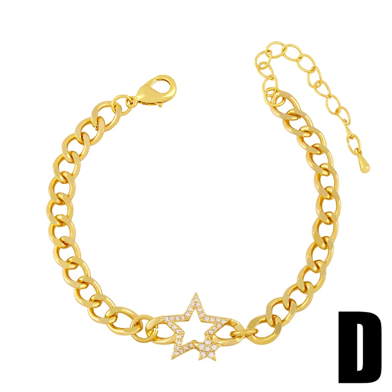 Clearance European and American Cuban chain bracelet niche design style star moon splicing bracelet female bre30
