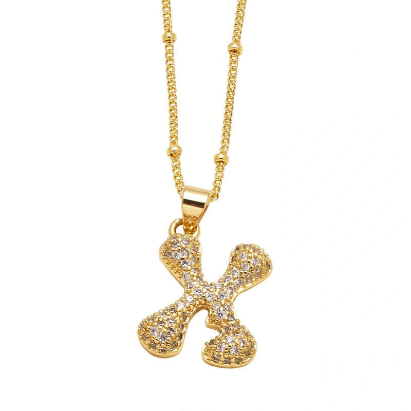 AS jewelry European and American new 26 English letters pendant necklace copper plated 18k gold clavicle chain nkb327