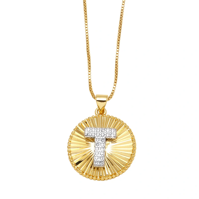 AS jewelry European and American copper plated real gold 26 English letters necklace clavicle chain nkb107 necklace