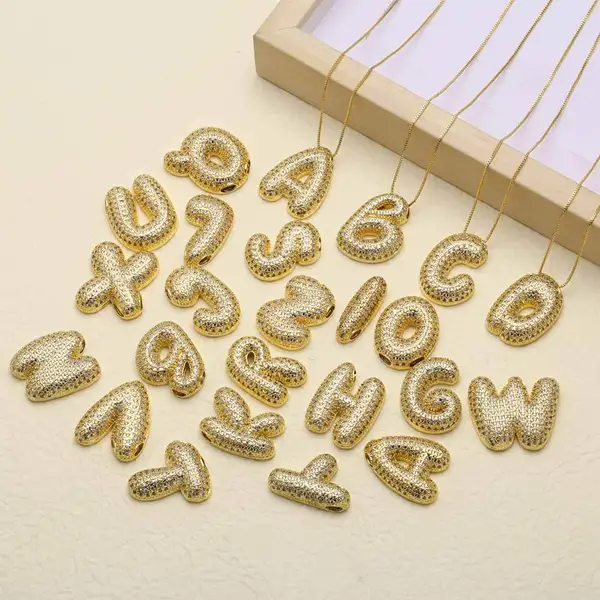 AS jewelry European and American 26 English letters necklace female full zircon copper plated 18k gold clavicle chain nka059
