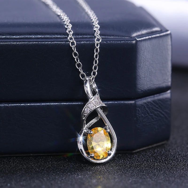 Hot selling new geometric claw-set zirconium diamond gemstone necklace for women personalized couple pendant jewelry