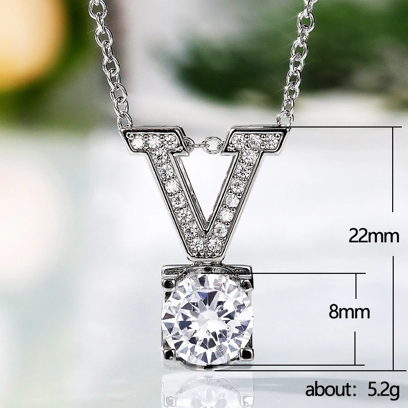  New European and American letter necklace copper inlaid zircon V-shaped necklace women's fashion all-match pendant accessories