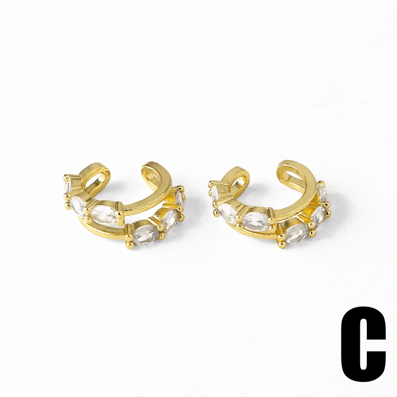 Jewelry hot selling copper plated 18k gold pearl inlaid zircon ear bone clip earrings earrings era343 earrings