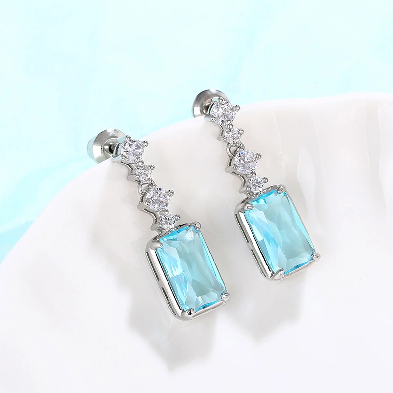 New European and American earrings, rectangular, high-end, elegant earrings, best-selling, medium-length women's earrings