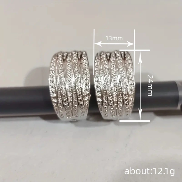 Cold style metal design earrings for women, niche personality, micro-inlaid zircon jewelry, fashionable internet celebrity earrings