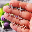 Creative electrocardiogram heartbeat earrings, new style inlaid zircon heartbeat earrings, simple and fashionable zircon lightning earrings