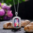 New Recommendation 23*14mm Super Large Gradient Colored Gemstone Pendant Mother's Day Gift Necklace