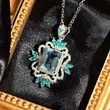 Xiaohongshu recommends a luxurious sea blue imitation zircon pendant, a high-end luxury and light luxury popular necklace