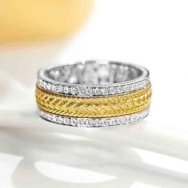  Factory direct sales of two-tone rings for women, simple and fashionable popular rings, popular online celebrity style niche jewelry