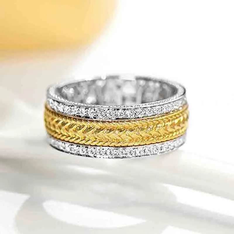  Factory direct sales of two-tone rings for women, simple and fashionable popular rings, popular online celebrity style niche jewelry