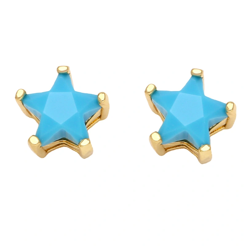 Five-pointed star earrings for women European and American style fashion simple small inlaid colored zircon star earrings era131