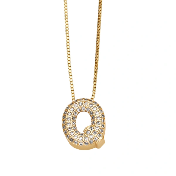 Temu hot selling 26 English letters necklace inlaid with zircon gold-plated clavicle necklace jewelry nkp54