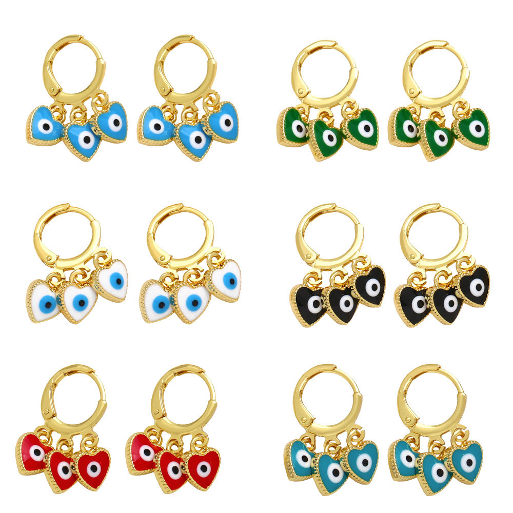 Jewelry Clearance Devil's Eye Earrings Retro Multicolor Oil Drop Heart-shaped Eyes Earrings Earrings Trendy Earrings era324