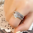 European and American simple round full diamond wedding banquet couple wedding ring combination ring