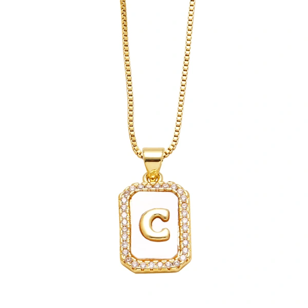 AS jewelry European and American new shell cube 26 English letters necklace clavicle chain female nkb581