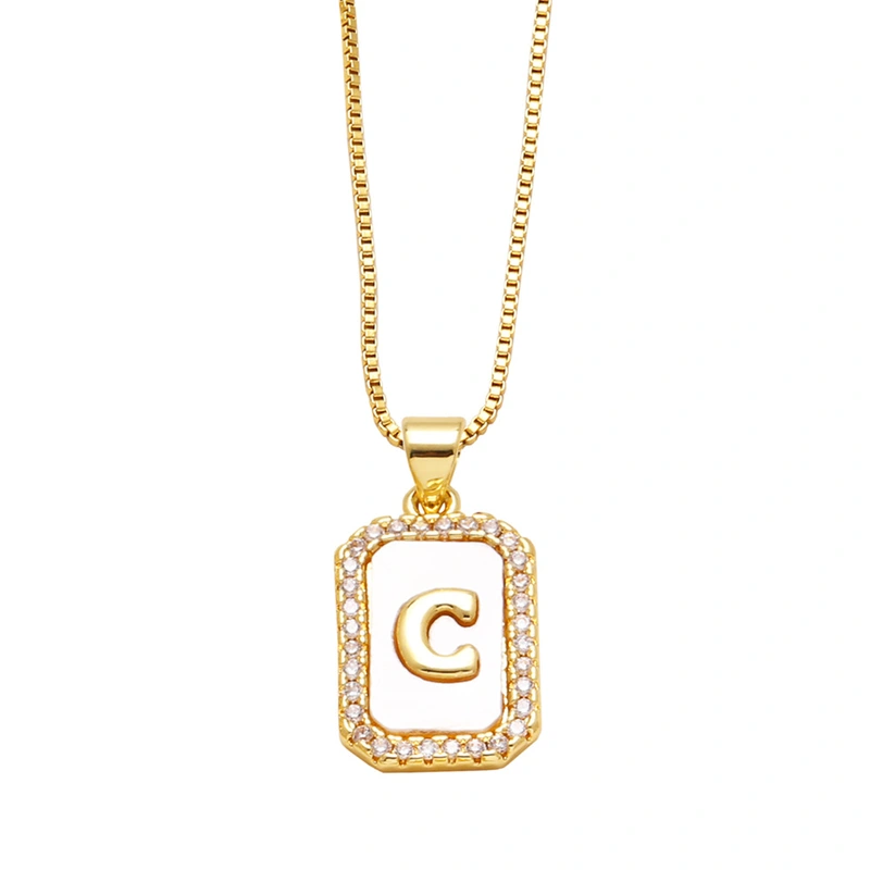 AS jewelry European and American new shell cube 26 English letters necklace clavicle chain female nkb581