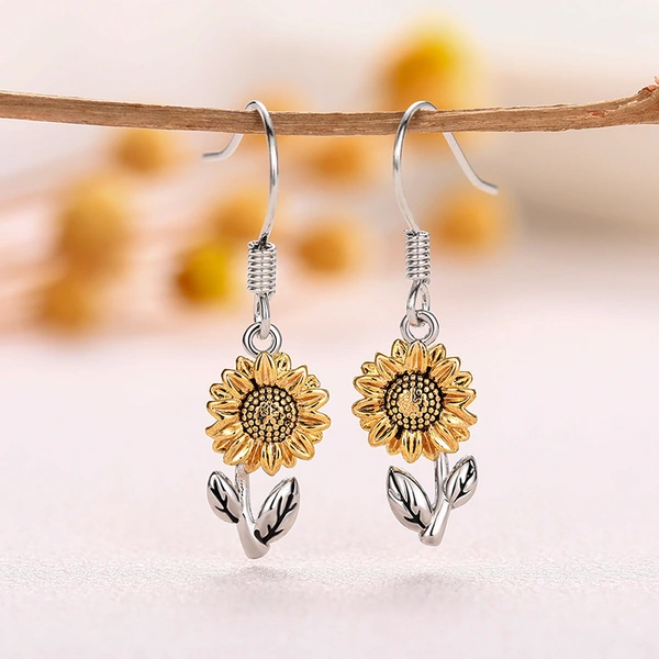 European and American sunflower earrings, small daisy flowers, pastoral fresh and fashionable daily style