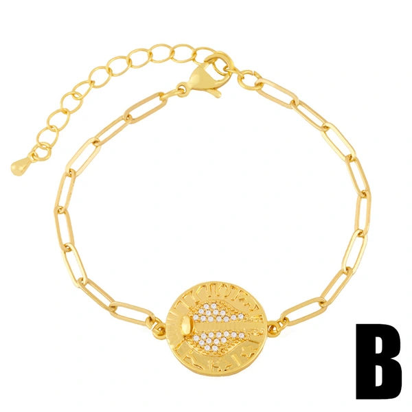 Clearance 2024 Paperclip Snake Bracelet European and American All-match Simple Sun Tree of Life Zircon Bracelet Female brd90