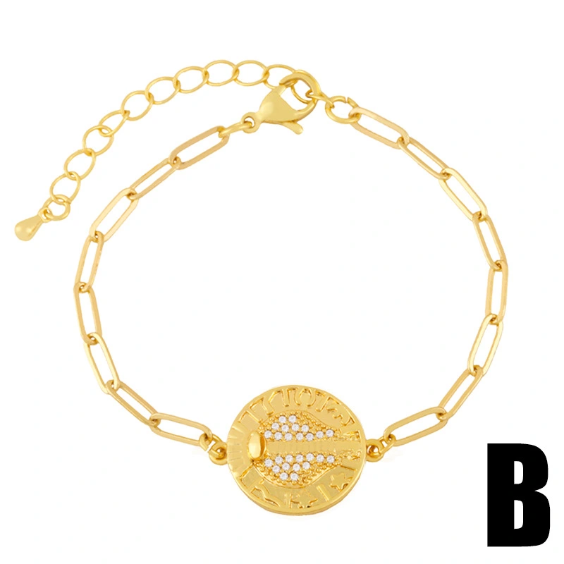 Clearance 2024 Paperclip Snake Bracelet European and American All-match Simple Sun Tree of Life Zircon Bracelet Female brd90