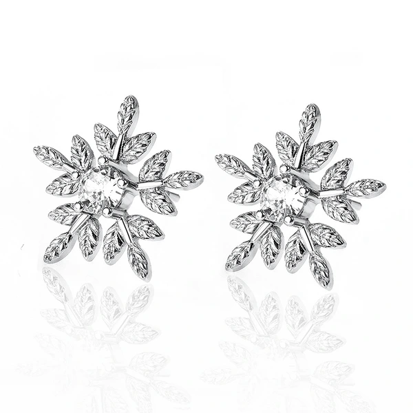    New Sweet Snowflake Shape Women's Earrings Exquisite Zircon Holiday Gift Earrings Wholesale