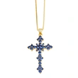 European and American jewelry micro-inlaid colored zircon cross pendant necklace hip hop retro clavicle chain nks87