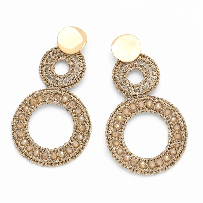 Rice bead woven earrings for women European and American jewelry INS style retro high-end earrings wholesale err78