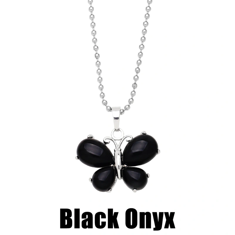 Crystal agate butterfly necklace for women 2023 new European and American hot selling pendant necklace wholesale nkb612