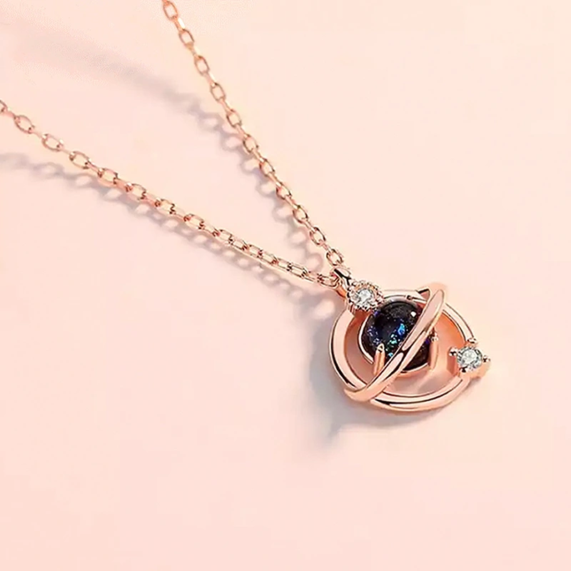 New Dream Planet Necklace Forest Short Clavicle Chain Diamond Pendant Women's Glass Starry Sky Necklace