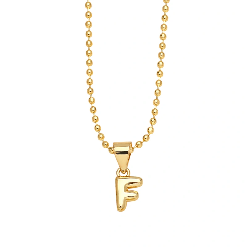 Hot sale 26 letters necklace female copper plated real gold polished letter pendant clavicle chain nkq67