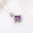 New pendant luxury geometric diamond colored gemstone necklace simulation tourmaline colored zircon clavicle chain