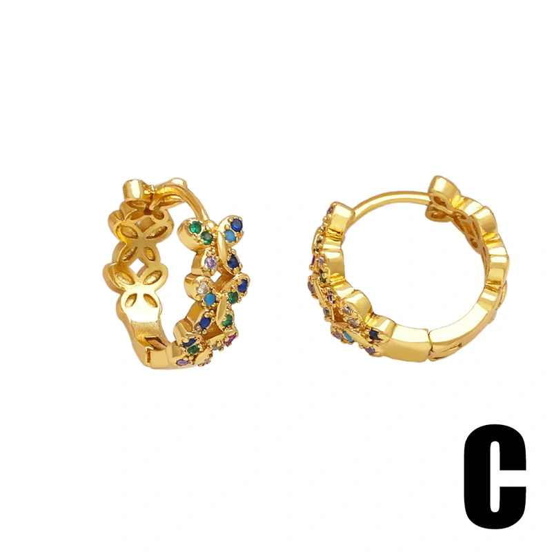 Hot selling simple butterfly earrings niche design colorful zircon flower earrings erq69
