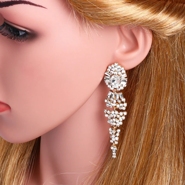 AS jewelry European and American simple tassel water drop earrings women's wedding crystal earrings earrings wholesale ern57