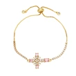 European and American jewelry personality retro micro-inlaid zircon pearl cross bracelet temperament versatile jewelry brk09