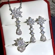Bridal jewelry necklace three-piece set super shiny flower water drop zircon jewelry Korean version women's necklace set