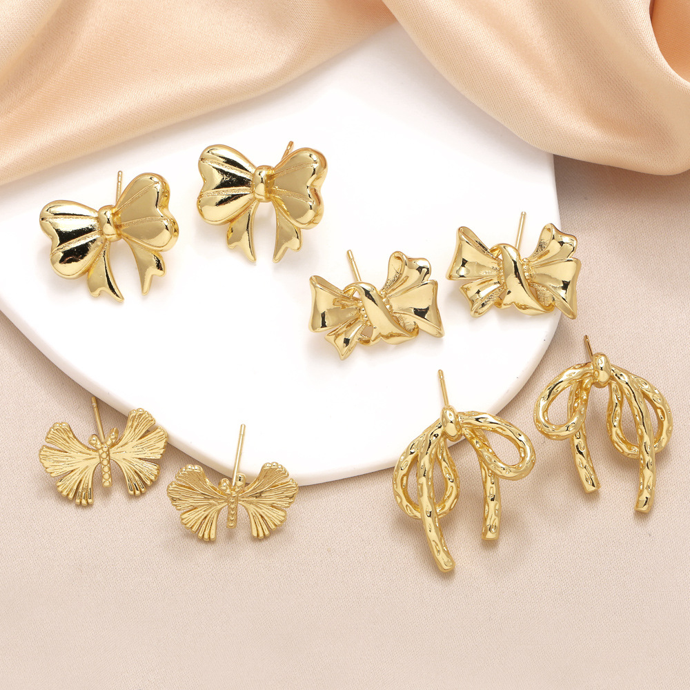 AS jewelry hot selling smooth bow earrings female high-grade gold-plated earrings earrings erz93