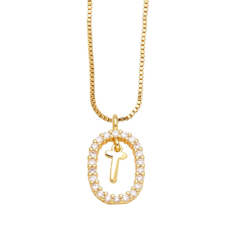 AS jewelry new style inlaid zircon 26 English letters necklace female gold-plated clavicle chain nka019