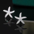   Hot selling starfish diamond earrings European and American creative five-pointed star full diamond zircon earrings ear jewelry