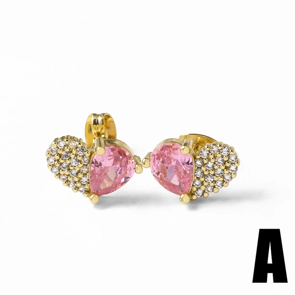 AS jewelry hot selling love heart inlaid colored zircon earrings earrings female err03