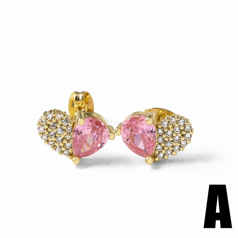 AS jewelry hot selling love heart inlaid colored zircon earrings earrings female err03