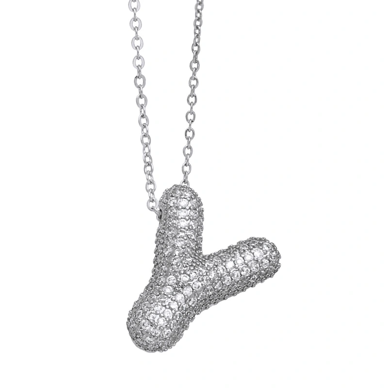 New hot selling 26 letters pendant necklace female hip hop inlaid with zircon gold-plated clavicle chain nkp22