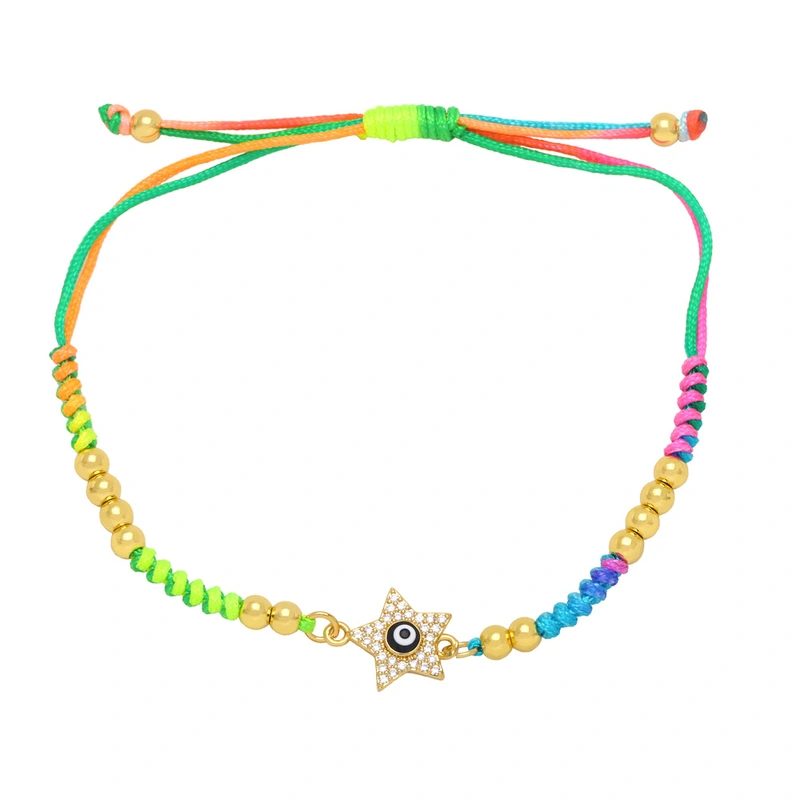 Clearance Star Pentagram Devil's Eye Bracelet Women's European and American Beaded Hand-woven Color Bracelet brh36