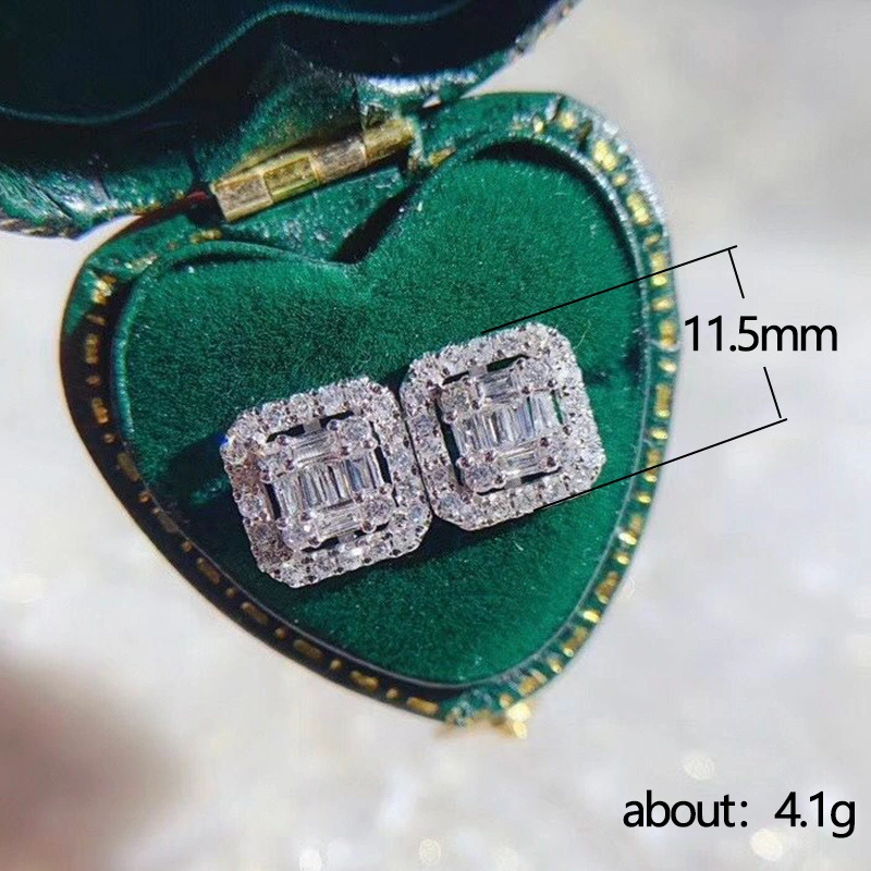 New earrings light luxury T square rock sugar diamond zircon earrings women's exquisite Valentine's Day gift jewelry