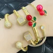 AS jewelry new hot selling fruit cherry full zircon cube gold-plated bracelet bracelet bre91 bangle